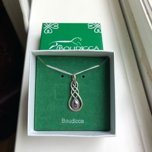 NIB Boudicca Pendant w/ amethyst crystal teardrop